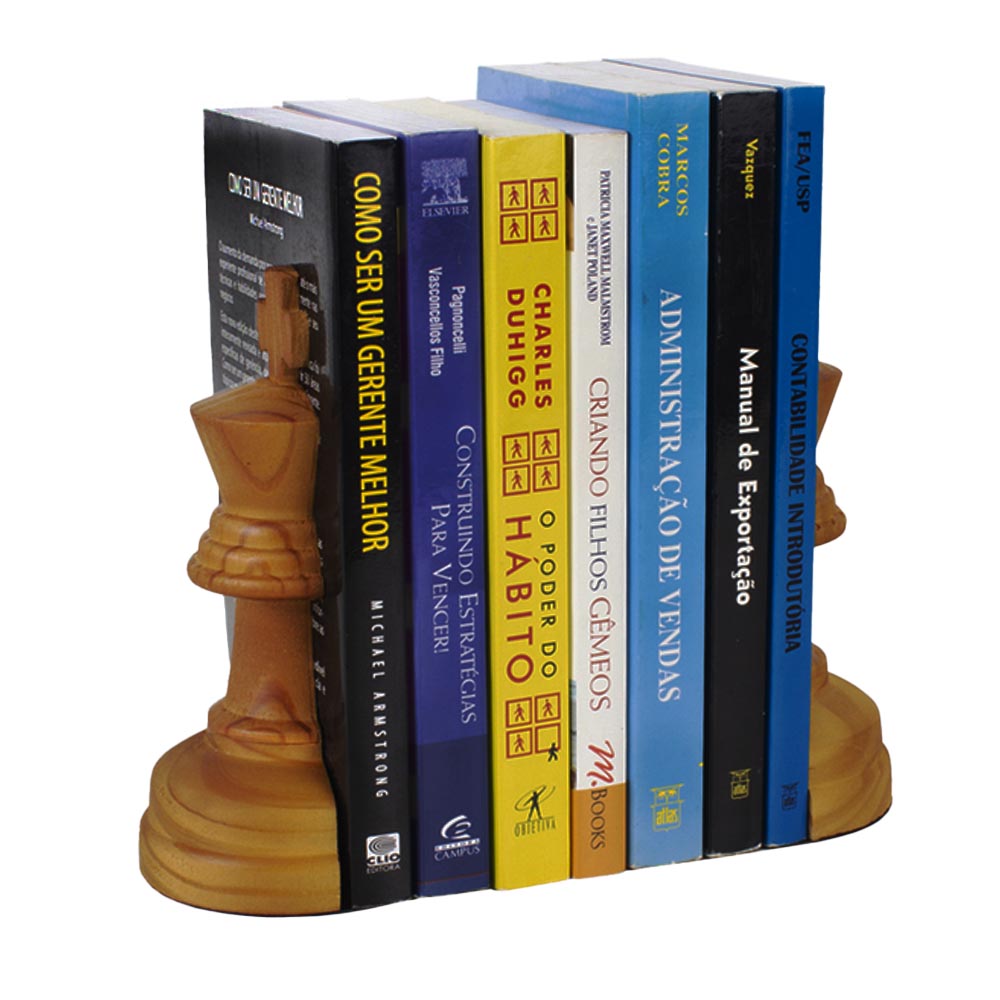 Bibliocanto Rei xadrez madeira Geguton