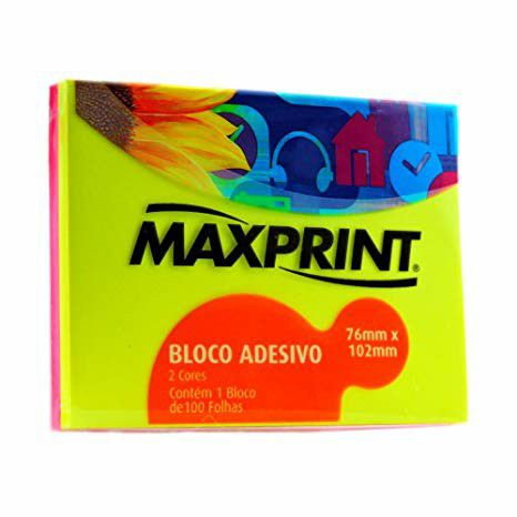Bloco adesivo 76x102 100 fls neon Maxprint