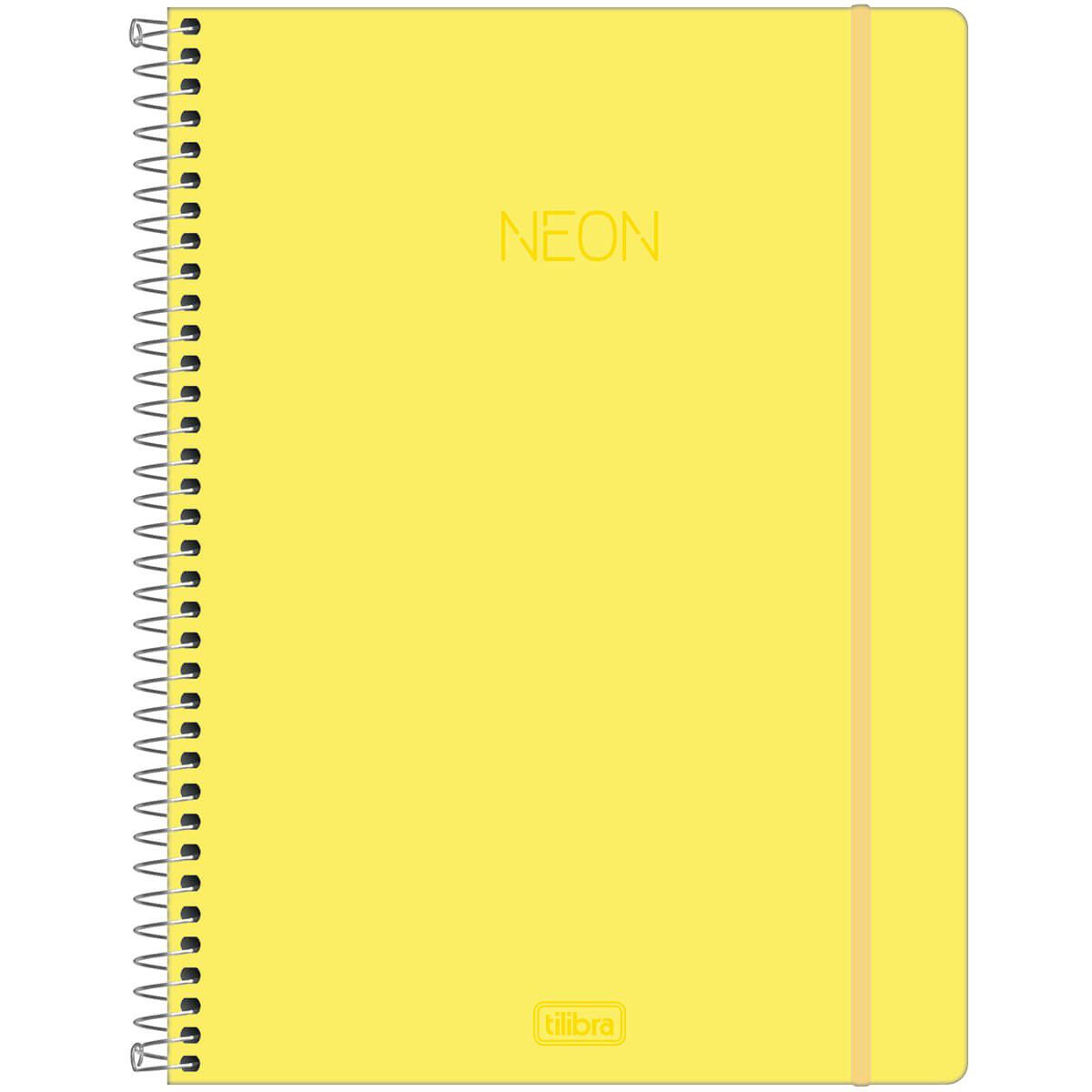 Caderno universitário 1 matéria 80 fls Neon amarelo Tilibra