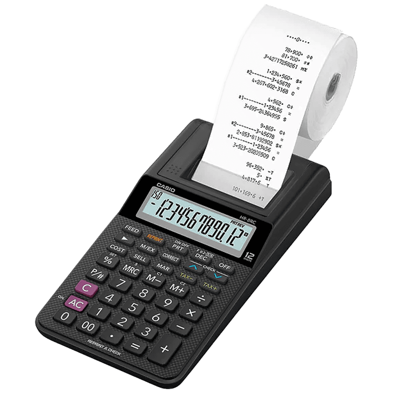 Calculadora de mesa com bobina 12 dígitos HR-8RC-BK Casio