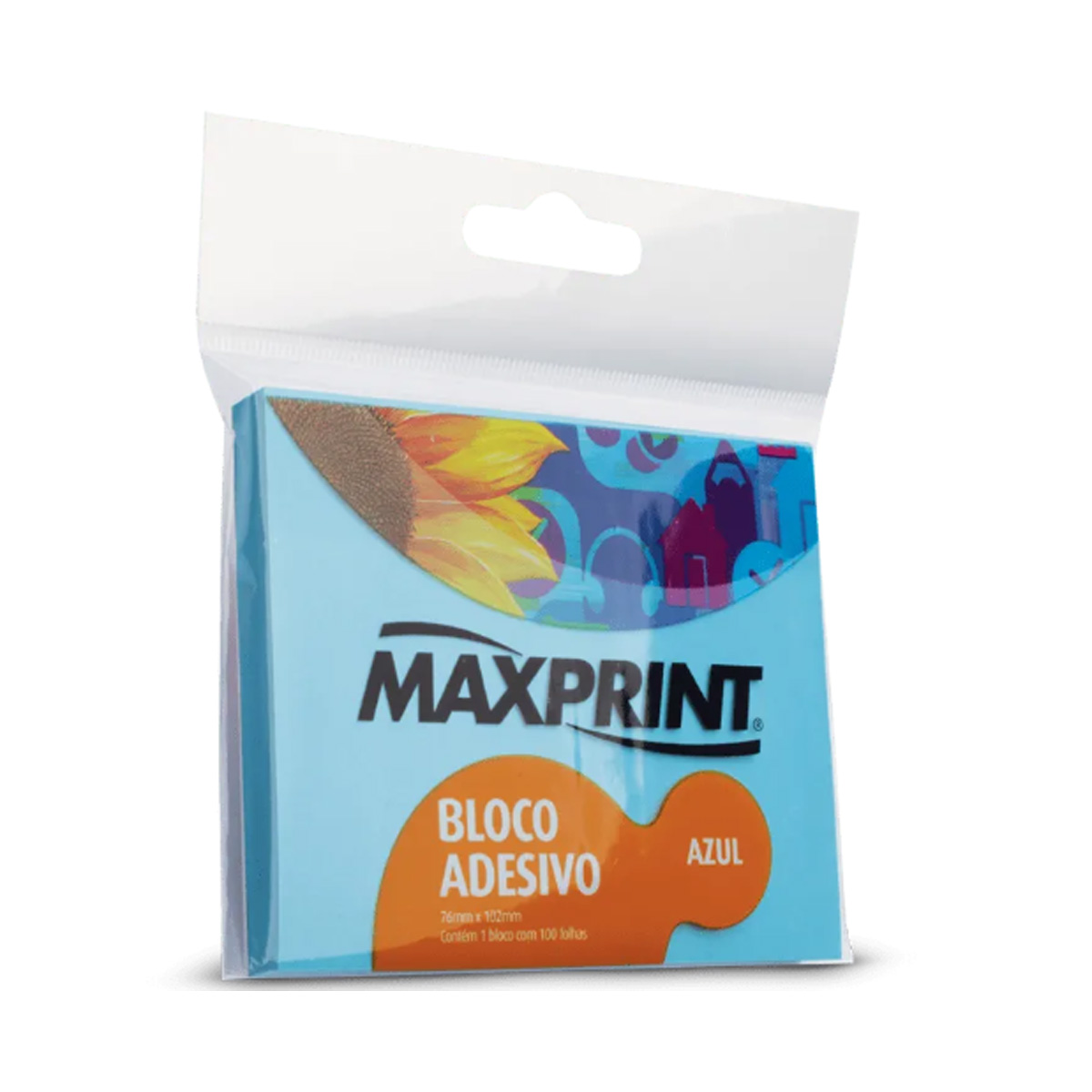 Bloco adesivo 76x102 100 fls azul Maxprint