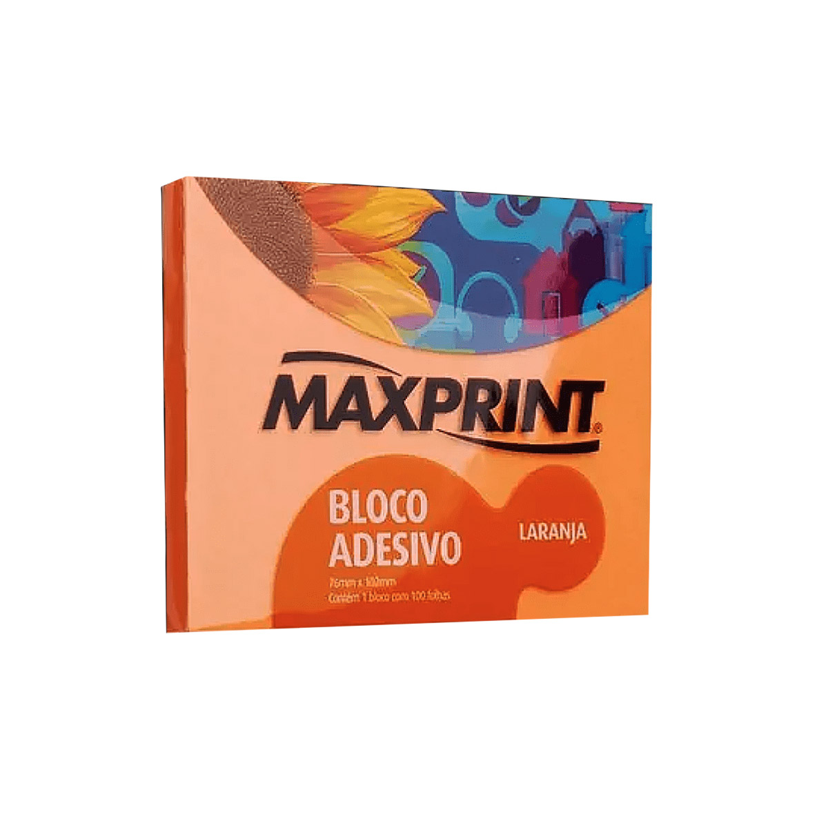 Bloco adesivo 76x102 100 fls laranja Maxprint