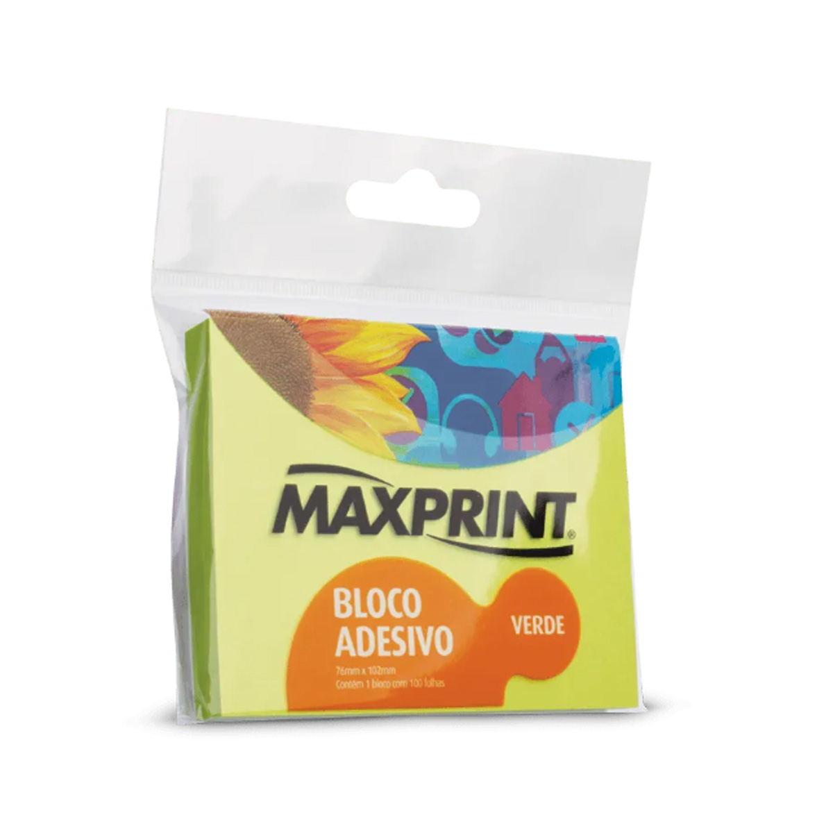 Bloco adesivo 76x102 100 fls verde Maxprint