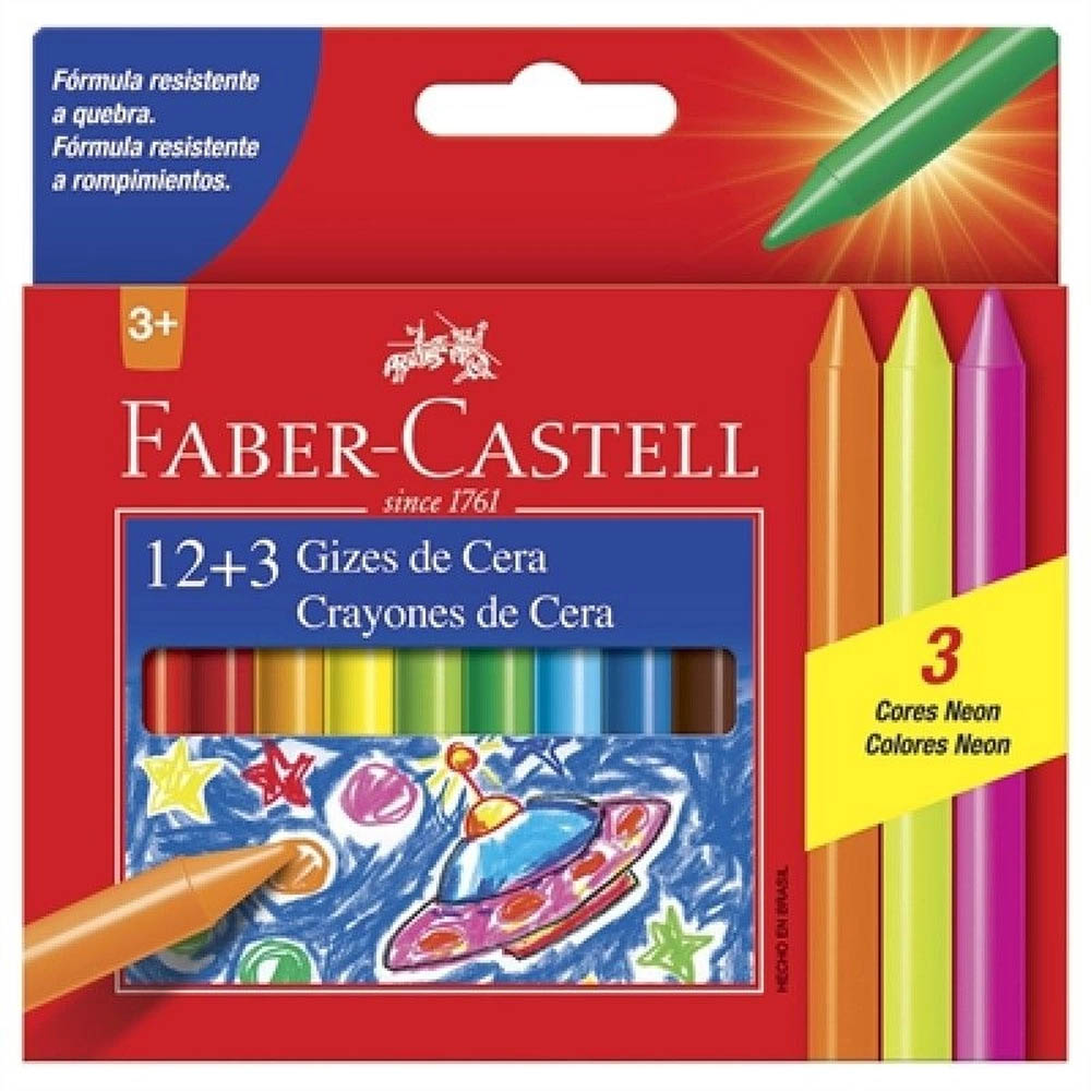 Giz de cera curto 12 cores Faber-Castell
