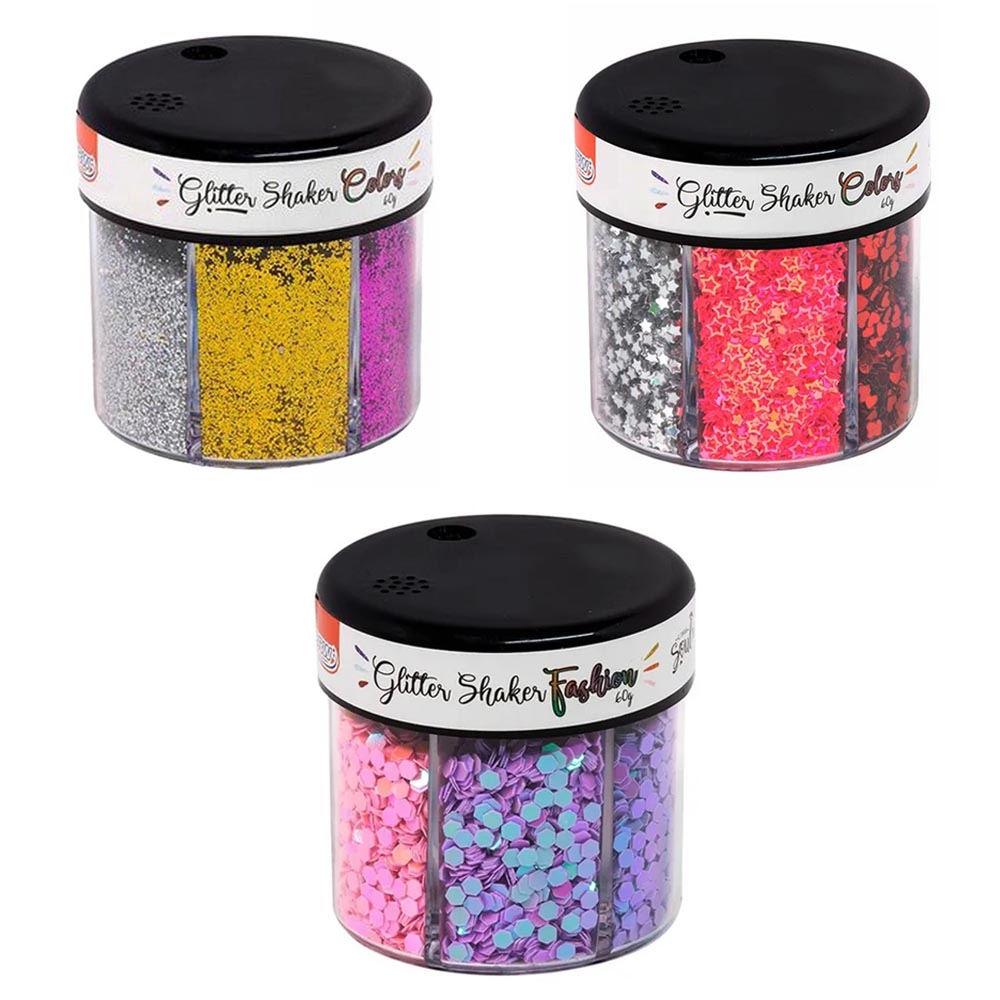 Glitter 60g 6 cores Shaker Colors Brw