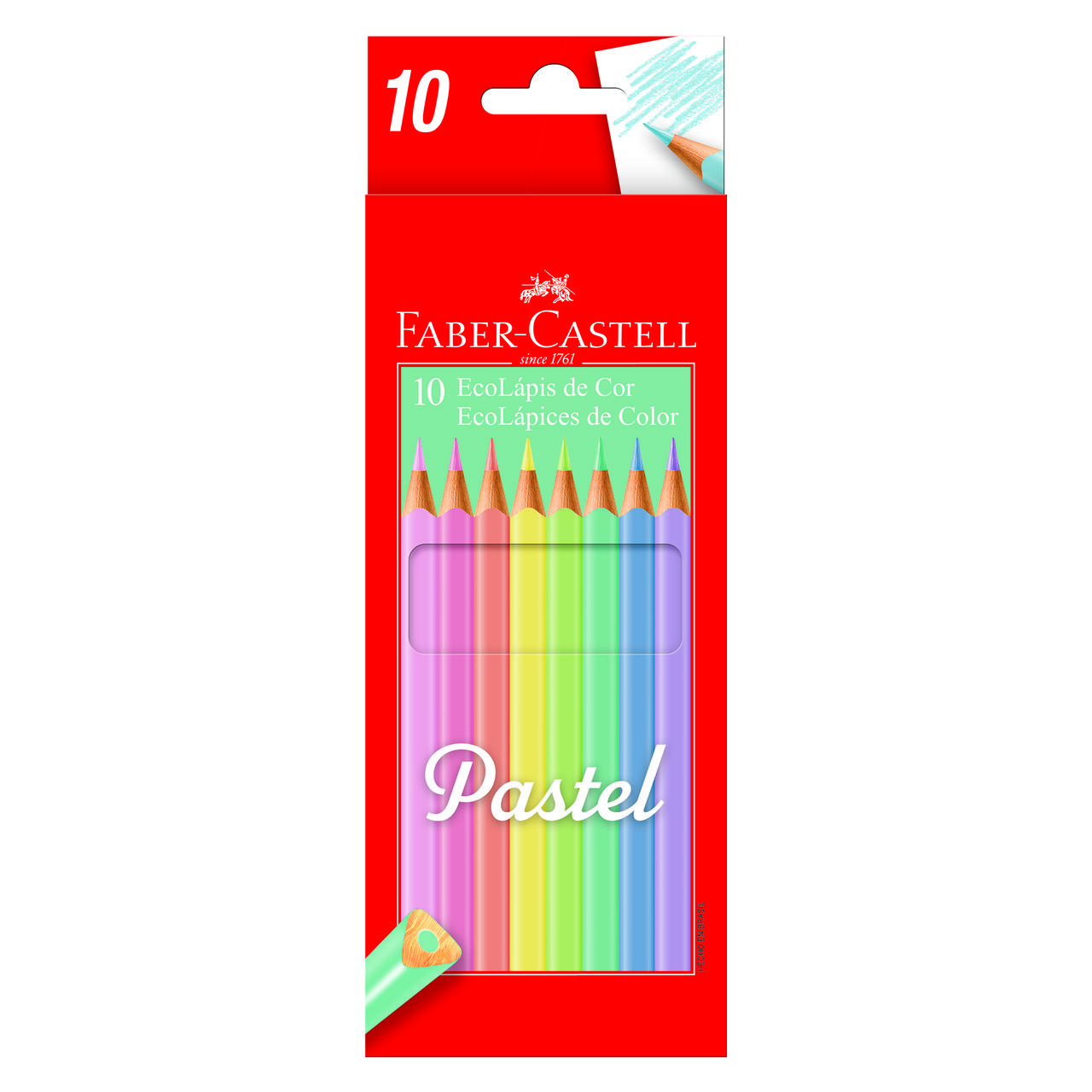 Lápis de cor 10 cores pastel FaberCastell Livraria Barão