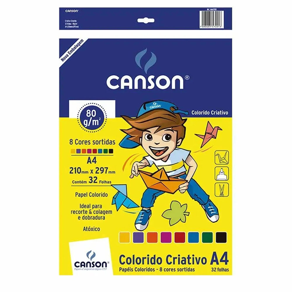 Papel Criativo 32 Fls 8 Cores Canson Livraria Barão 9696