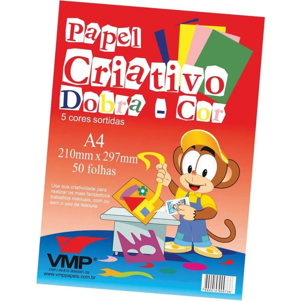 Papel Criativo A4 50 Fls Dobra Cor 5 Cores Vmp Livraria Barão 6736