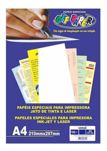 Papel Verge 50 Fls 180 Gramas Branco Off Paper Livraria Barão 7590