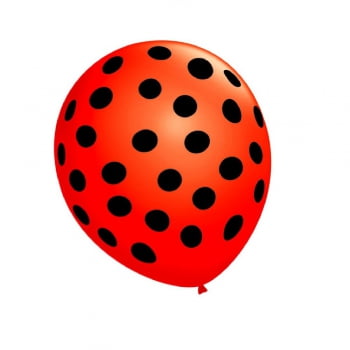 Balão n°9 25 un bolinha vermelho e preto São Roque
