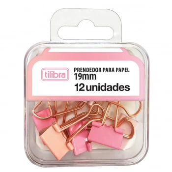 Binder clips 19 mm 12 un rosa pastel Tilibra