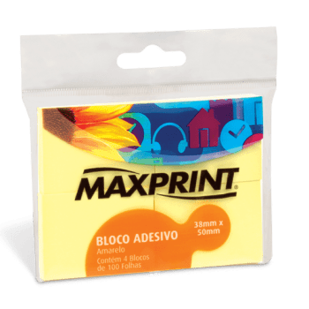 Bloco adesivo 38x50 100 fls amarelo Maxprint