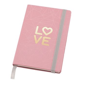 Caderneta mini papertalk pautado 84 fls Pink Stone Love Ótima