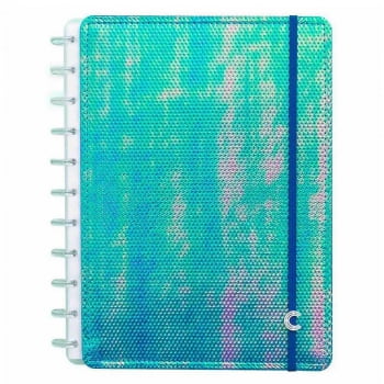Caderno Grande 80 fls Azul Holográfico Caderno Inteligente