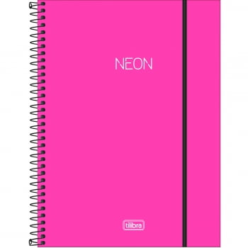 Caderno universitário 10 matérias 160 fls Rosa Neon Tilibra