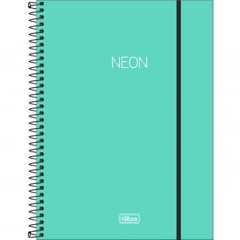 Caderno universitário 10 matérias 160 fls Turquesa Neon Tilibra