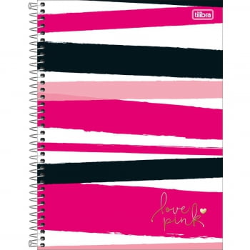 Caderno universitário 16 matérias 256 fls Love Pink Tilibra