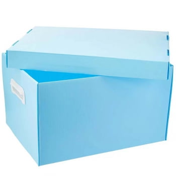 Caixa organizadora grande azul pastel Polibras
