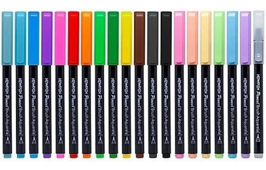 Caneta brush 19 cores aquarelável + blender New Pen