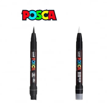 Caneta Posca Free Size PCF-350 Uni Branca/Preta