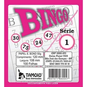 Cartela de bingo 100 folhas rosa Tamoio