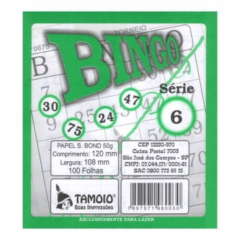 Cartela de bingo 100 folhas verde Tamoio