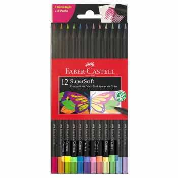 Lápis de cor 6 neon + 6 pastel SUPERSOFT Faber-Castell