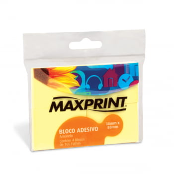 Bloco adesivo 38x50 100 fls amarelo Maxprint