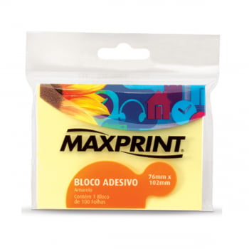 Bloco adesivo 76x102 100 fls amarelo Maxprint