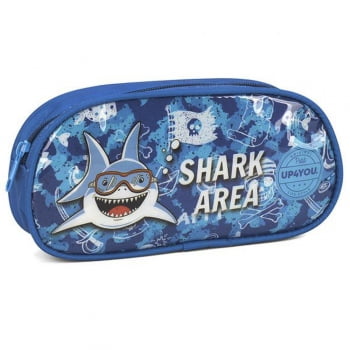 Estojo escolar simples shark azul Up4you
