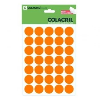 Etiqueta manual redonda n°19 210 un laranja Colacril