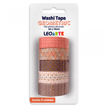 Fita adesiva Washi Tape geometric 5 un Leonora