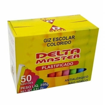 Giz escolar 50 un colorido plastificado Delta Master
