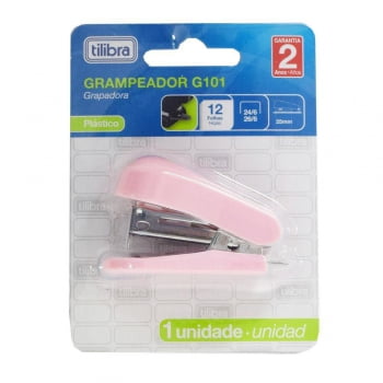 Grampeador mini para 12 folhas rosa claro G101 Tilibra