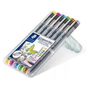 Kit 6 canetas 0.3 Pigment Liner colorida Staedtler