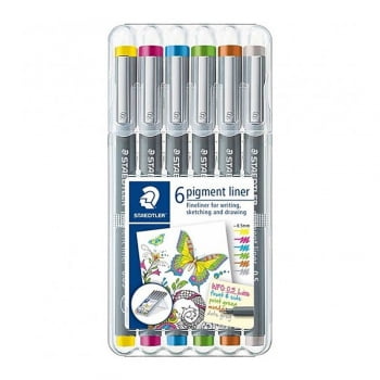 Kit 6 canetas 0.5 Pigment Liner colorida Staedtler