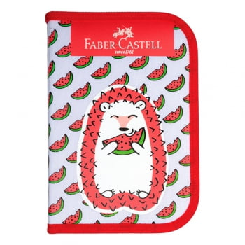 Kit lápis de cor 12 cores + estojo box porco espinho Faber-Castell