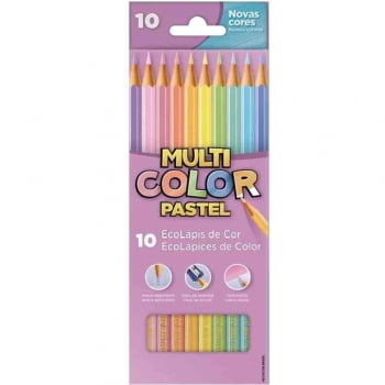 Lápis de cor 10 cores pastel Multicolor