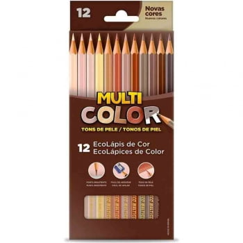 Lápis de cor 12 cores tons de pele Multicolor