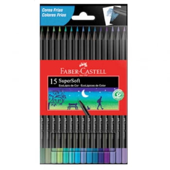 Lápis de cor 15 cores frias SUPERSOFT Faber-Castell