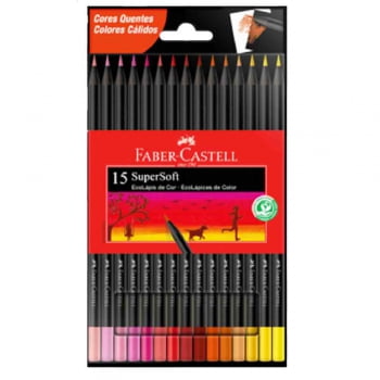 Lápis de cor 15 cores quentes SUPERSOFT Faber-Castell