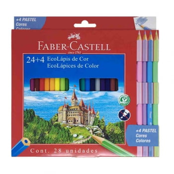 Lápis de cor 24 cores + 4 cores pastel Faber-Castell