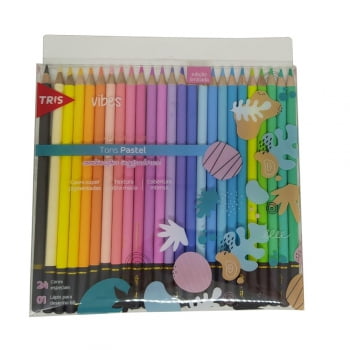 Lápis de cor 24 cores pasteis Tris