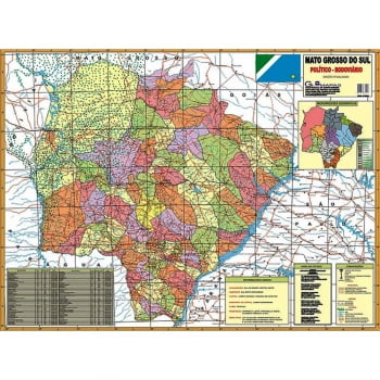 Mapa Mato Grosso do Sul político rodoviário 90x120 Glomapas