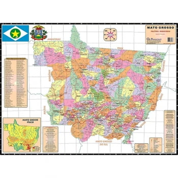 Mapa Mato Grosso político rodoviário 90x120 Glomapas