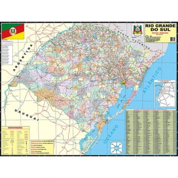 Mapa Rio Grande do Sul político rodoviário 90x120 Glomapas