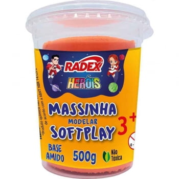 Massa modelar 500g laranja Softplay  Radex