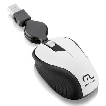 Mouse USB retrátil 1200 dpi branco MO234 Multilaser