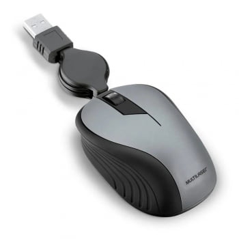 Mouse USB retrátil 1200 dpi cinza MO232 Multilaser