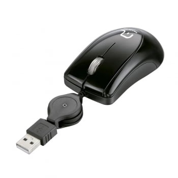 Mouse USB retrátil 1200 dpi preto MO205 Multilaser